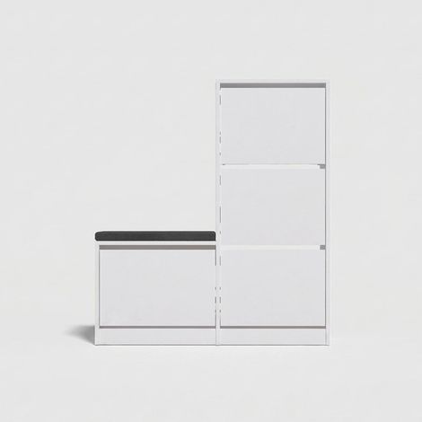 Design-Dude Sitzbank mit Schuhregal, platzsparender Schuhschrank aus Holzwerkstoff - Grau (1/5)