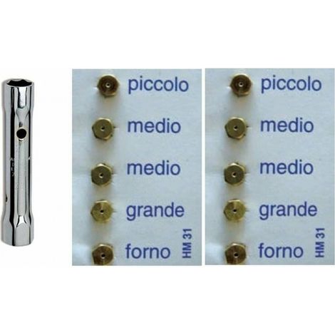 10 UGELLI UNIVERSALI CUCINE GAS + CHIAVE A TUBO 6 / 7 MEDI 2 A GAS METANO