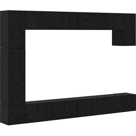 Conjunto de mueble de TV 9 pcs Roble Negro Madera contrachapada vidaXL