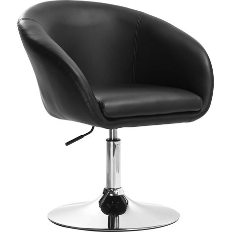Woltu – Tabouret de bar similicuir noir – Hauteur réglable 44-57cm – Rotatif 360° – Base en acier chromé – Charge 100kg