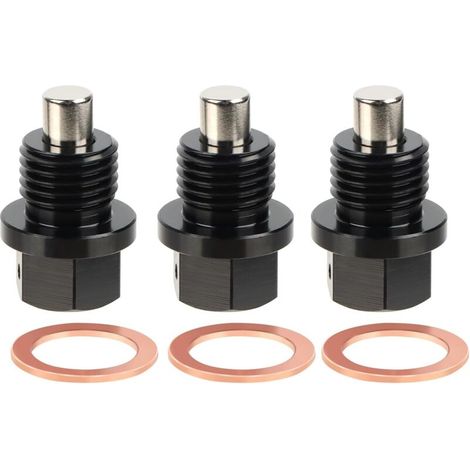 Bouchon de vidange magnétique, lot de 3 M14x1,5 cm Joint magnétique de vidange de carter, Adaptateur de vidange de carter avec joints magnétiques, Kit de vis de vidange d'huile pour voiture, Bouchon (1/5)