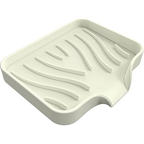 Silikon-Seifenschale mit Abfluss – Cremefarben – Rutschfest – mit Abfluss – für Bad, Küche, Dusche – Beige (1/5)
