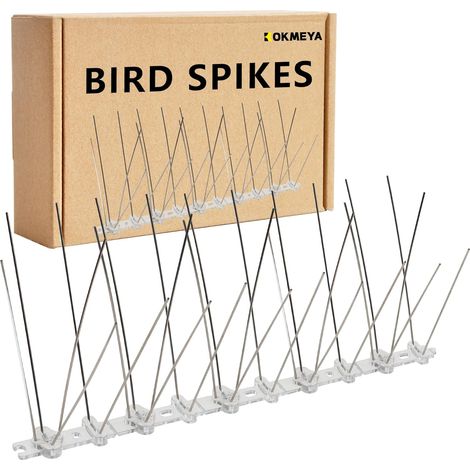 Lot de 12 pics anti-pigeons de 3 m avec base en plastique pour jardins, balcon, protection contre les oiseaux, toit, fenêtre ou brise-vue