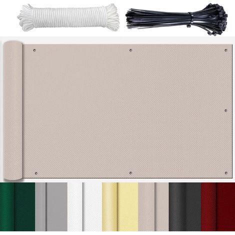 Brise Vue Balcon Couverture de confidentialité Écran Résistance à la déchirure avec Trous et Serre-câbles aux Intempéries Cache Balcon Protection UV Taupe 80x150cm (1/5)