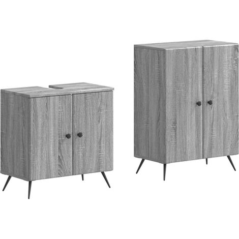 2-teiliges Badezimmer Schrank Set BREDA Sonoma-Grau vidaXL (1/5)