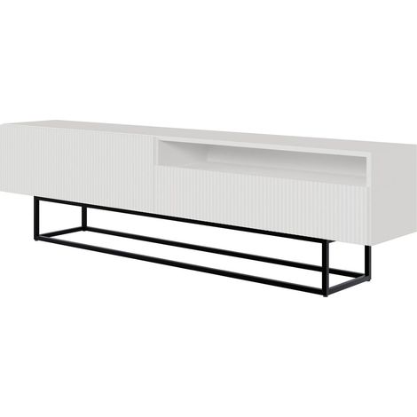 Selsey Veldio - Mueble de TV con hueco abierto y patas negras - 175 cm - blanco (1/5)