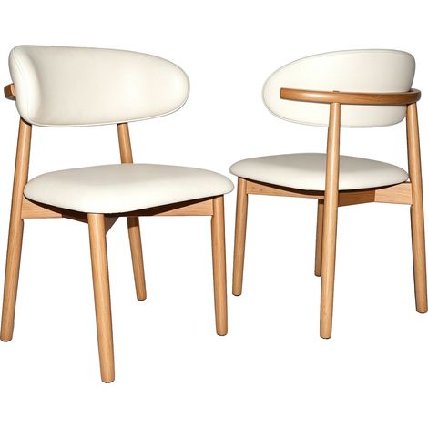 Set di 2 sedie da pranzo moderne in legno naturale con schienale ergonomico e piedini antiscivolo (1/5)