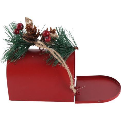 【Colgante decorativo】 + Decoración para buzón de correo para el árbol de Navidad + Adorno colgante + Hecho de hierro y plástico rojo, dimensiones 9 x 5,5 x 9 cm, 1 pieza (1/4)