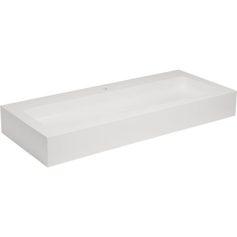 Lavabo de fundición mineral EDITION 300 sin orificio para grifería 1250 x 155 x 525 mm blanco alpino KEUCO