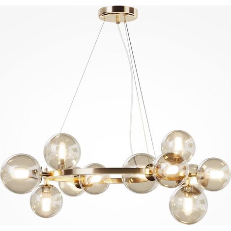 Maytoni Dallas Modern 1 Globe Pendel-Deckenleuchte Gold, Schirm Cognac, G9 (1/4)