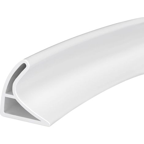 Seuil de douche incurvé - Pour sols, salles de bains, baignoires, cuisines - Blanc - 2 cm x 3 cm x 200 cm (1/5)