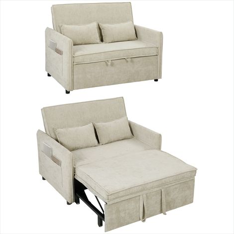 Canapé convertible 2 places velours vert 137 cm toile en (1/5)