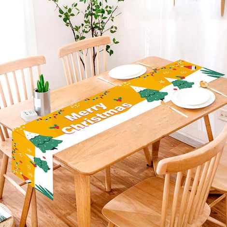Nappe de Noël, chemin de table de Noël, chemin de table d'arbre de Noël créatif, napperon de décoration de table du Père Noël180×35cm (1/4)