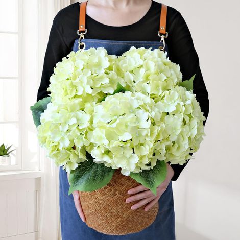 Lot de 5 Grandes Fleurs d'hortensia artificielles en Soie synthétique pour Bouquet, centres de Table, intérieur, Printemps, extérieur, Maison - 50,8 cm (1/5)