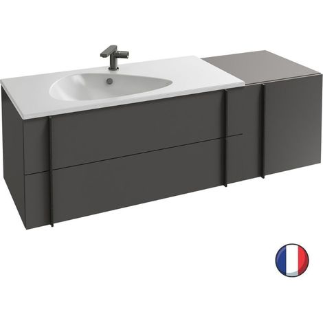 Meuble vasque 145 cm JACOB DELAFON Nouvelle Vague avec rack chêne (1/4)