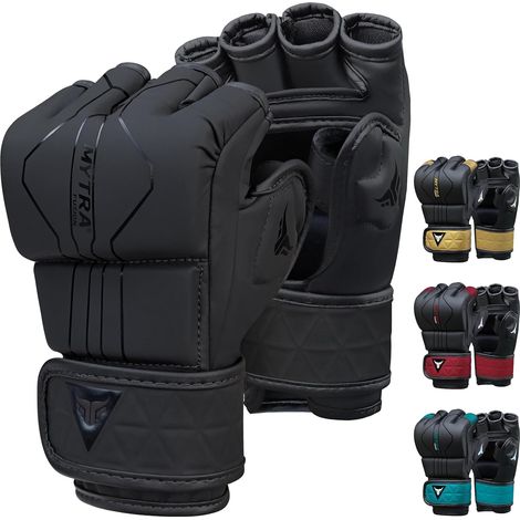 1 Paire Gants MMA, Paume Ouverte, Mousse EVA, Sangle Réglable, Pour Sparring Et Grappling (1/5)