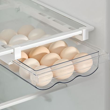 Boîte de Rangement D'œufs à Tiroir Transparence Tiroir Boite Oeufs Egg Storage Box avec Glissières et Poignées Réfrigérateur Boîte à Tiroirs Plastique pour Restaurant Cuisine Oeufs Légumes Fruits (1/5)