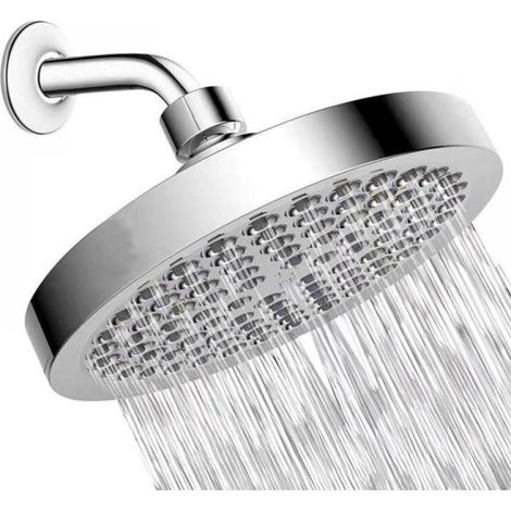 Pomme de Douche de 15cm - Pommeau de Douche Rond à Haute Pression en Acier Inoxydable 304 pour une Douche Confortable à Basse Pression d"Eau - Installée au Mur ou Plafond (Chrome) (1/5)