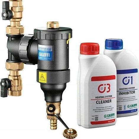 Caleffi – Kit maintenance pot de décantation 3/4" – Vannes d’arrêt et aimants – Nettoyant C3 et inhibiteur C1 inclus (1/3)