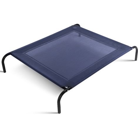 Lit panier surélevé pour chien 130 x 90 x 20 cm facile à transporter ambiance cosy en fer gris