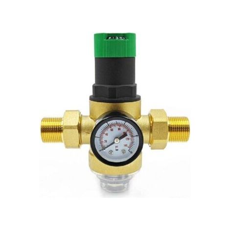3/4 Pouce Reducteur de Pression Eau, Reducteur de Pression Avec Manometre Pression Eau Et Filtre à Mailles, RéDucteur de Pression D'Eau En pour Robinets D'Irrigation de Jardin de Chauffage au Gaz (1/4)