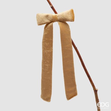 EDG Enzo De Gasperi Decoro Fiocco di Natale con Clip H 30 Cm L 13 Cm Velluto Oro (1/3)