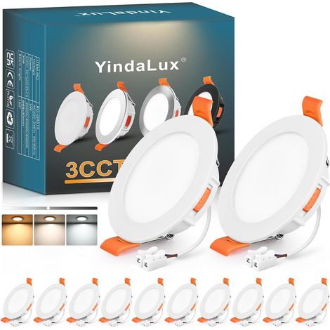 Spot LED Encastrable 68mm 5W 550LM Spots de plafond IP44 Spot salle de bain, Blanc Chaud 3000K Blanc Neutre 4000K Blanc Froid 6000K Réglable, Trou Φ65-75mm, AC220-240V, Lot de 6, Noir (1/5)