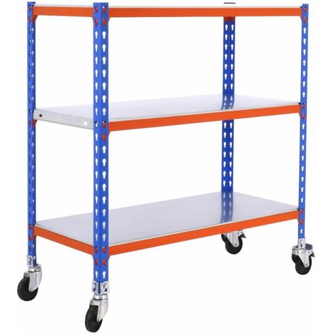 Estantería SIMONCLICK mobile 3/400 900 azul/naranja/galvanizado
