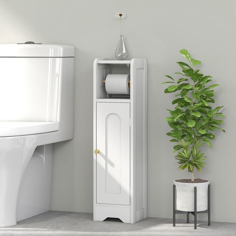 Armoire papier toilette Bois Blanc avec étagère intérieure réglable 21 x 20 x 79 cm