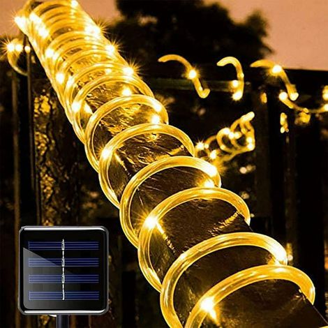 Guirlande Lumineuse Solaire - Tube Souple à LED - Étanche IP65 - Pour Jardin Extérieur Arbre de Noël Clôture Terrasse - 200 LED - 22 M - Blanc Chaud (1/5)