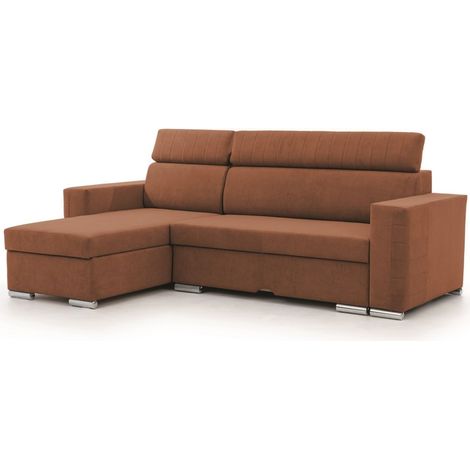 Ecksofa Schlafsofa Sofa CANTON in Stoff Camelia Rostbraun Ottomane Links (1/5)
