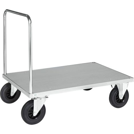 Kongamek Plattformwagen, verzinkt 1000x700x900mm Boden Stahlblech ummantelt mit offenem Schiebegriff und Gummibereifung ohne Bremse