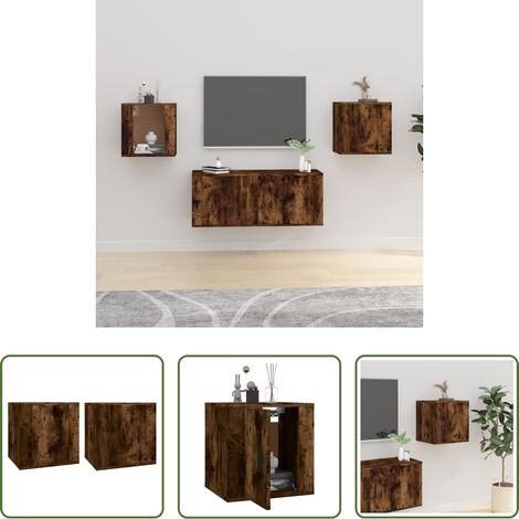 TV-Schrank - TV-Wandschränke 2 Stk. Räuchereiche 40x34,5x40 cm (1/5)