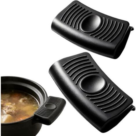 Set of 2 silicone oven mitts and non-slip cast iron handles for enameled frying pans (1/5)