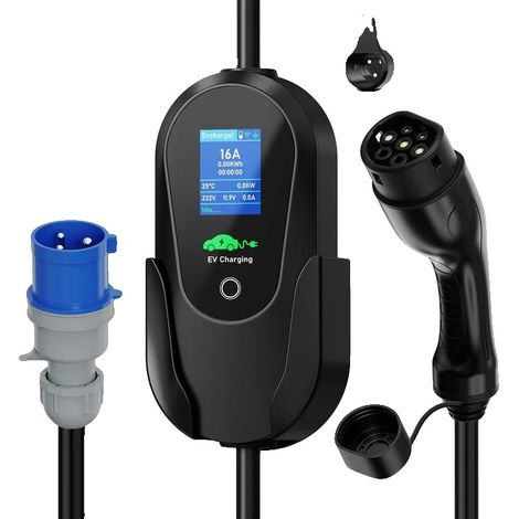 Tragbares Elektrofahrzeug-Ladegerät, Intelligente Steuerung, Einstellbarer Strom, 5m TYP 2, Typ2-a (1/2)