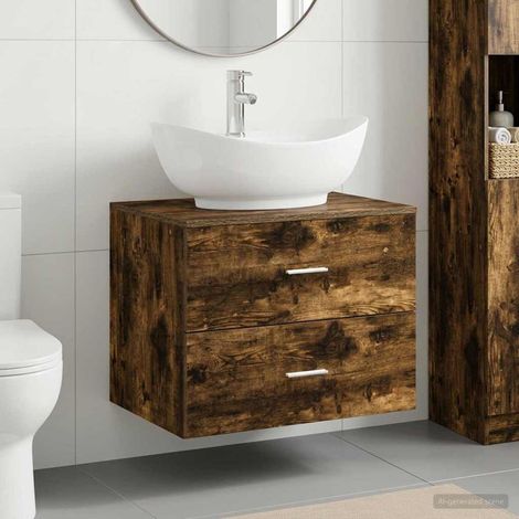 vidaXL Juego de muebles de baño Roble Ahumado Madera de ingeniería (1/5)