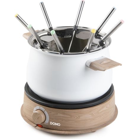 Appareil a fondue - DOMO - DO736F - 1500 W - 2 L - 8 personnes - Blanc/Bois