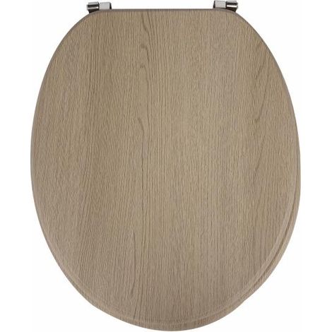 WC B aus MDF-Holz, universeller WC-Sitz und -Deckel aus Holz in Weiß-Eichen-Optik, einfache Montage und Reinigung, passend für die meisten Standard-WCs