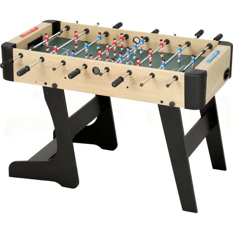 Futbolín para Niños de Madera Plegable Mesa de Futbolín con 2 Marcadores 8 Barras 22 Jugadores 118x107,5x78 cm Natural (1/5)