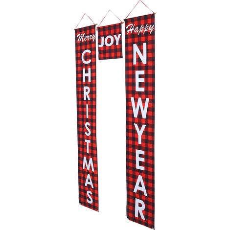 1 Paar weihnachtliche Girlanden mit Spruchpaaren zum Aufhängen für die Innen- und Außendekoration von Haustür und Haus (1/5)