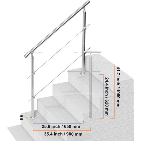 Rampes pour Escalier Extérieur, Acier Inoxydable Durable, Installation Facile, Type 8 (1/2)