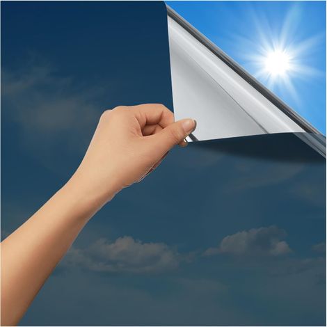 Film Fenetre Anti Regard Miroir, 40x500cm, Film Miroir pour Fenetre sans Tain, Brise Vue Vitre Adhesif Anti Chaleur Anti UV,Noir Argent (1/5)