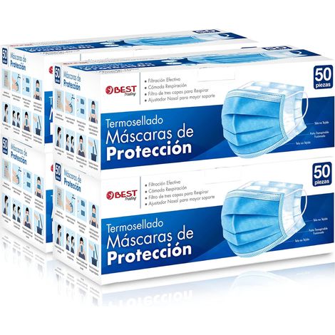 200 Cubrebocas Tricapa, Mascarilla Termosellado, Tapabocas (1/5)