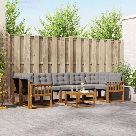 vidaXL Outdoor-Sofagarnitur mit Kissen 8 pcs Natürlich und Hellgrau (1/5)