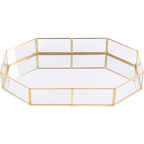 Plateau de vanité doré avec cadre en métal, plateau décoratif, plateau de parfum pour commode, salle de bain, bijoux ou décoration de la maison