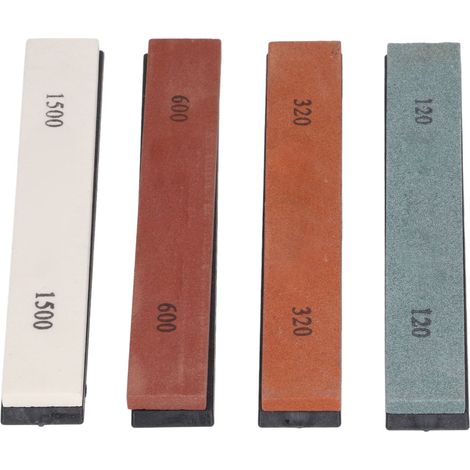 Pierre à aiguiser pour couteaux (lot de 4) - Aiguiseur de lame robuste et sûr - Grain 120, 320, 600 et 1500 (1/5)