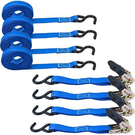 4 Pièces Sangle à Cliquet - Sangles d'arrimage avec Crochets Resistance 800kg Sangle de Serragem 5 m, Sangle Arrimage Sangle de Tension Sangle a Cliquet pour Sécuriser et Cercler Les Marchandise (1/5)