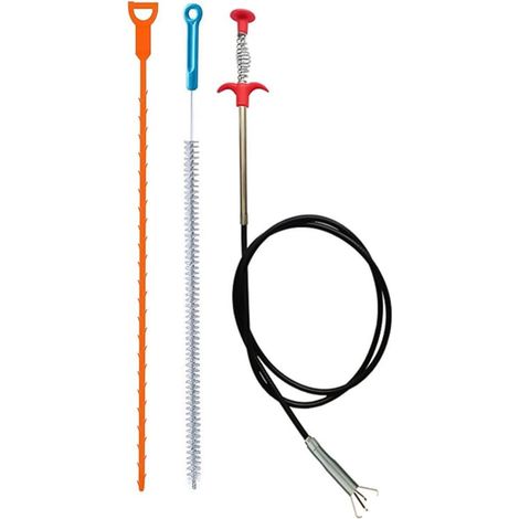 3 furets plomberie 160cm - Déboucheur toilette, douche, tuyau - Brosse nettoyage réutilisable - Sonde de débouchage professionnelle (1/5)