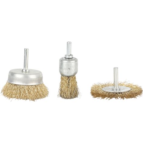 Lot de 3 brosses métalliques en acier inoxydable pour perceuse électrique sans fil, utilisables jusqu'à 4500 tr/min. (1/5)