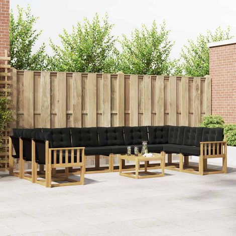 vidaXL Ensemble de canapés d'extérieur 11 pcs Blanc et noir (1/5)